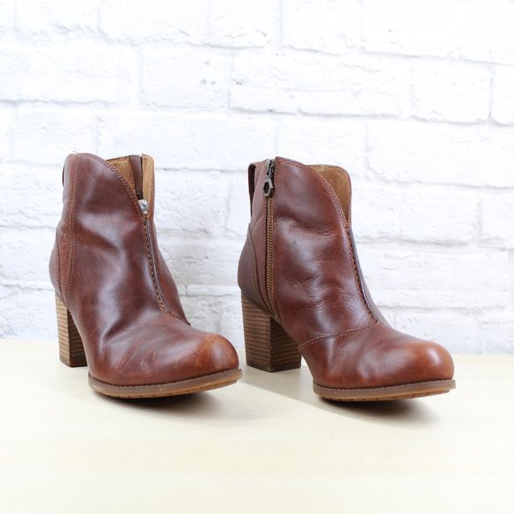 TIMBERLAND Brown Leather Heeled Ankle Boots Side Z - Picture 3 of 9